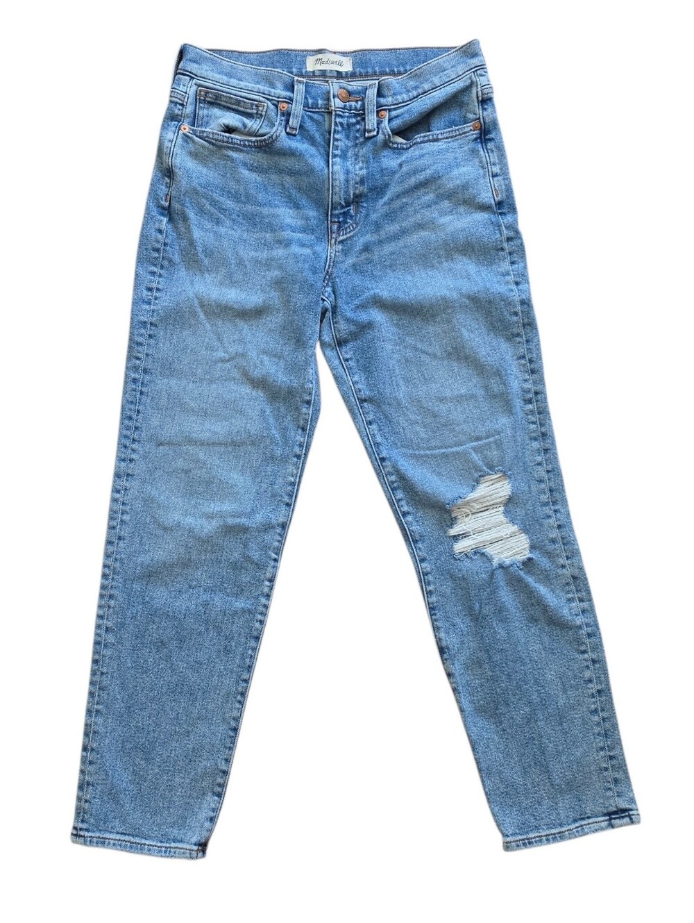 Madewell The Girljean Distressed Denim Jeans Light Wash Ripped - Size 25